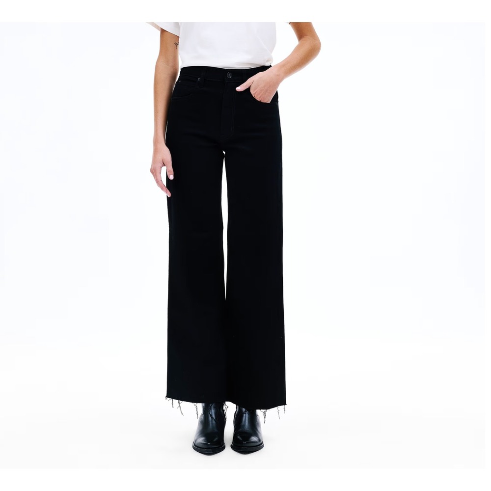 SLVRLAKE‎ GRACE Wide Leg Jeans High Rise in Jet Black Women 25 USA Made NWT $269